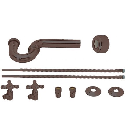 Westbrass Victorian Pedestal Lavatory Kit - Cross Handles in Oil Rubbed Bronze D1738L-12